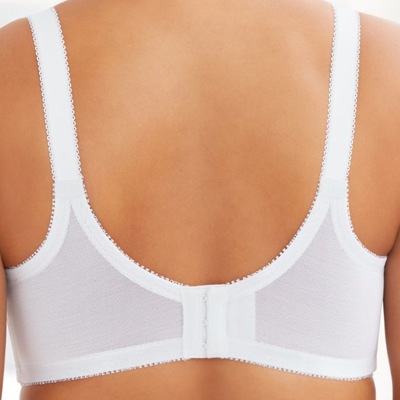 Set Of 3! 42C Glamorise COMFORT LIFT Bra (COTTON-LINED) Wireless LACE WHITE NEW - Picture 5 of 14